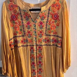 Savanna Jane Yellow Embroidered Boho Tunic